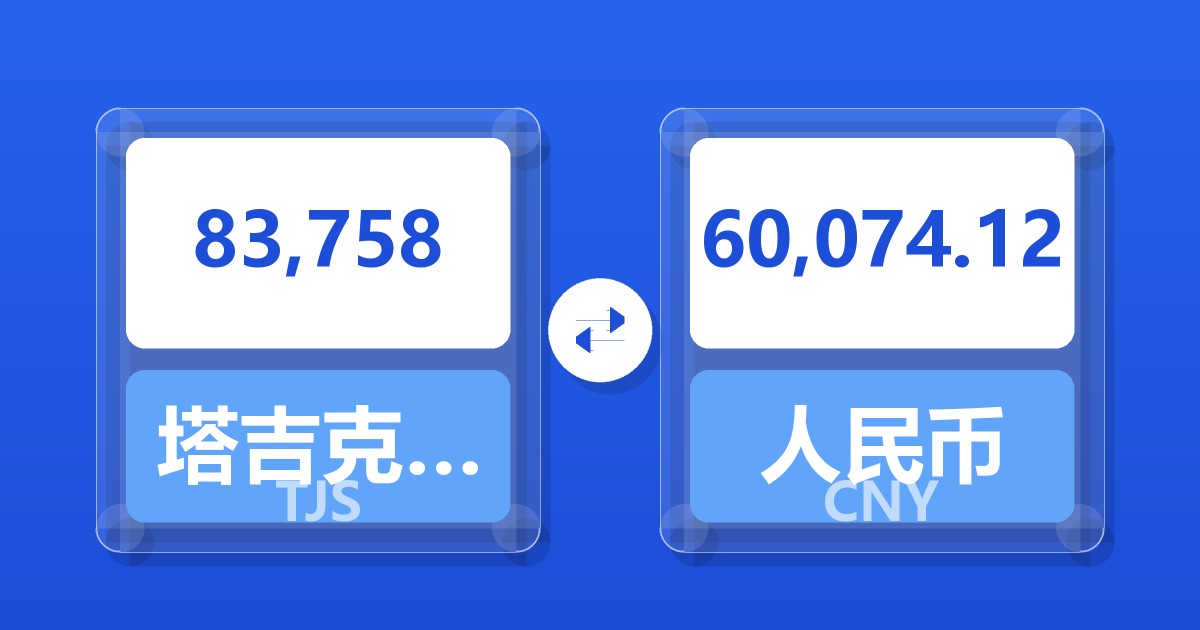 83,758塔吉克斯坦索莫尼兑人民币