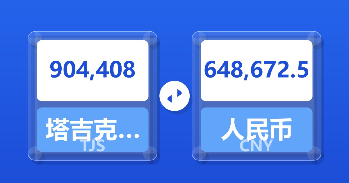 904,408塔吉克斯坦索莫尼兑人民币