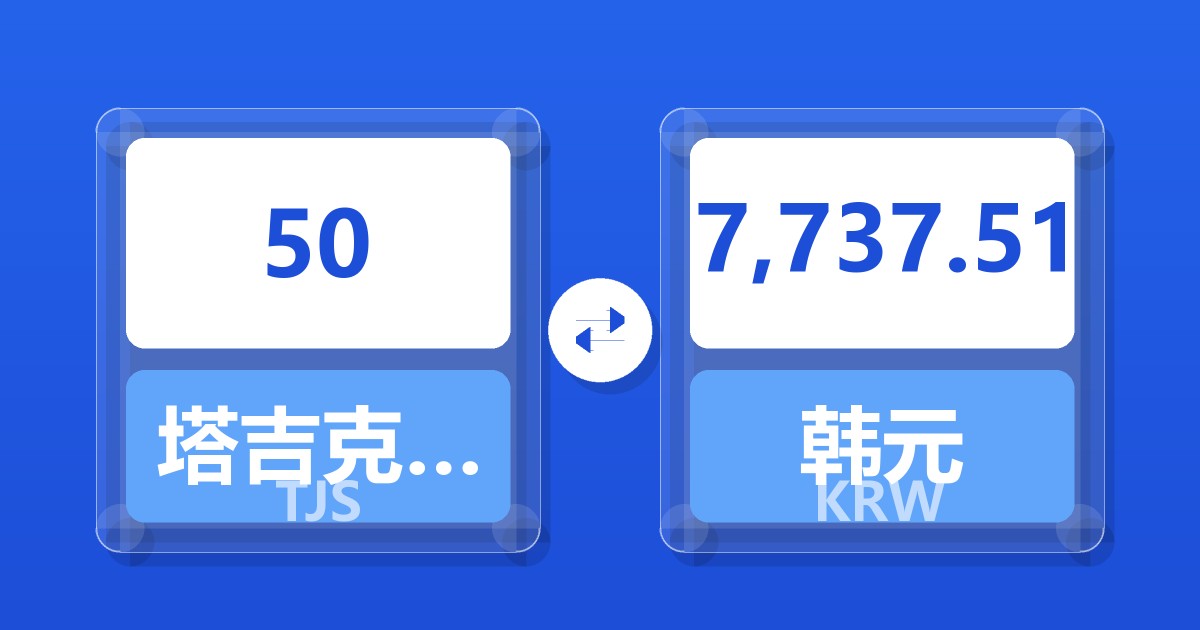 50塔吉克斯坦索莫尼兑韩元