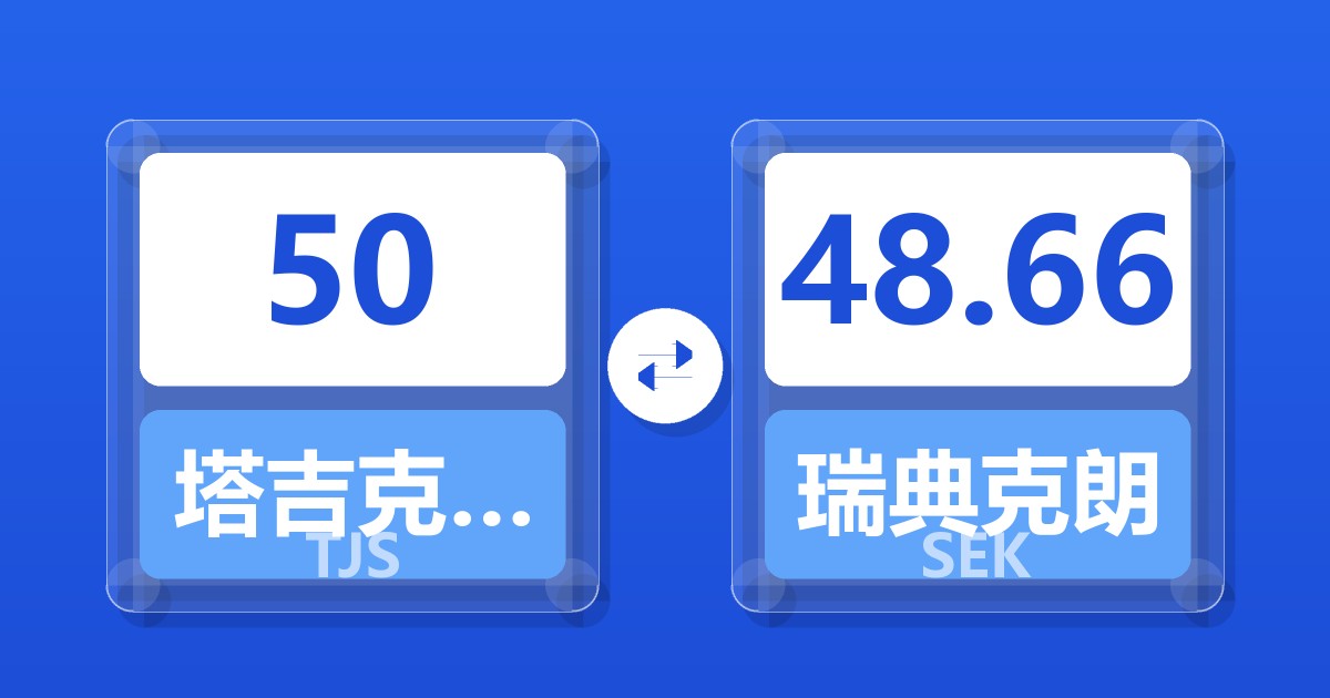 50塔吉克斯坦索莫尼兑瑞典克朗