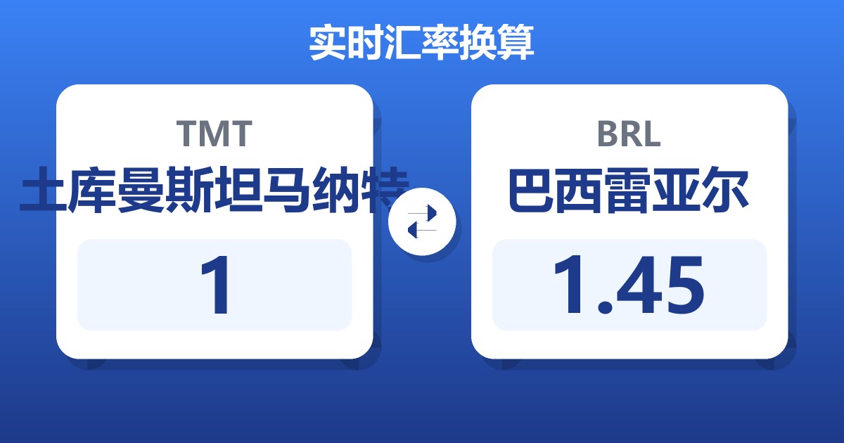 土库曼斯坦马纳特对巴西雷亚尔汇率换算器