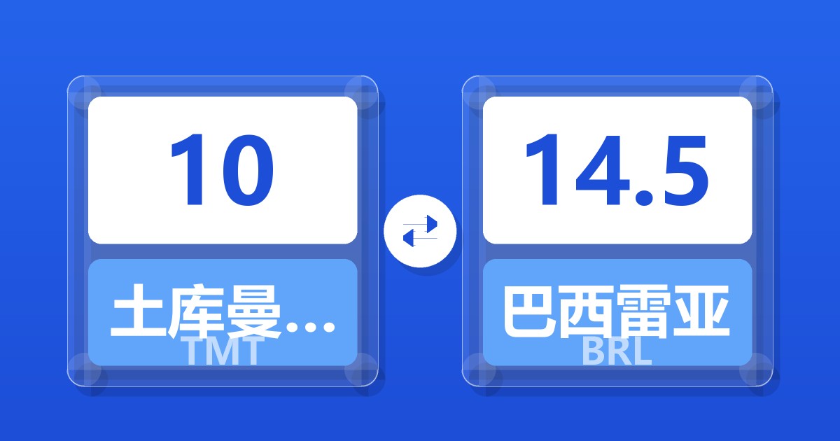 10土库曼斯坦马纳特兑巴西雷亚尔