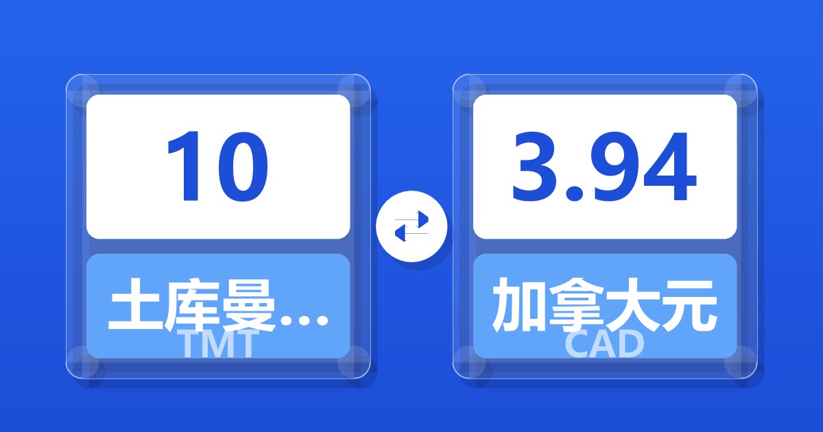 10土库曼斯坦马纳特兑加拿大元