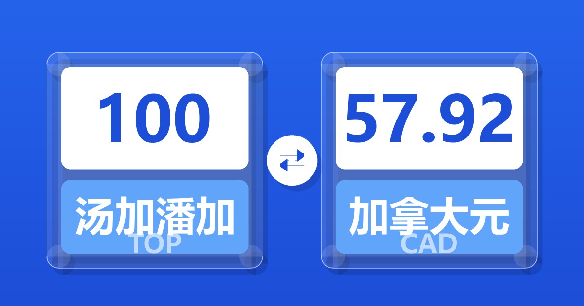 100汤加潘加兑加拿大元