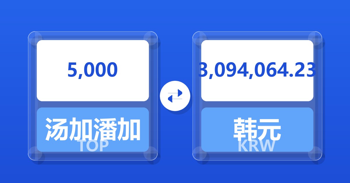 5,000汤加潘加兑韩元
