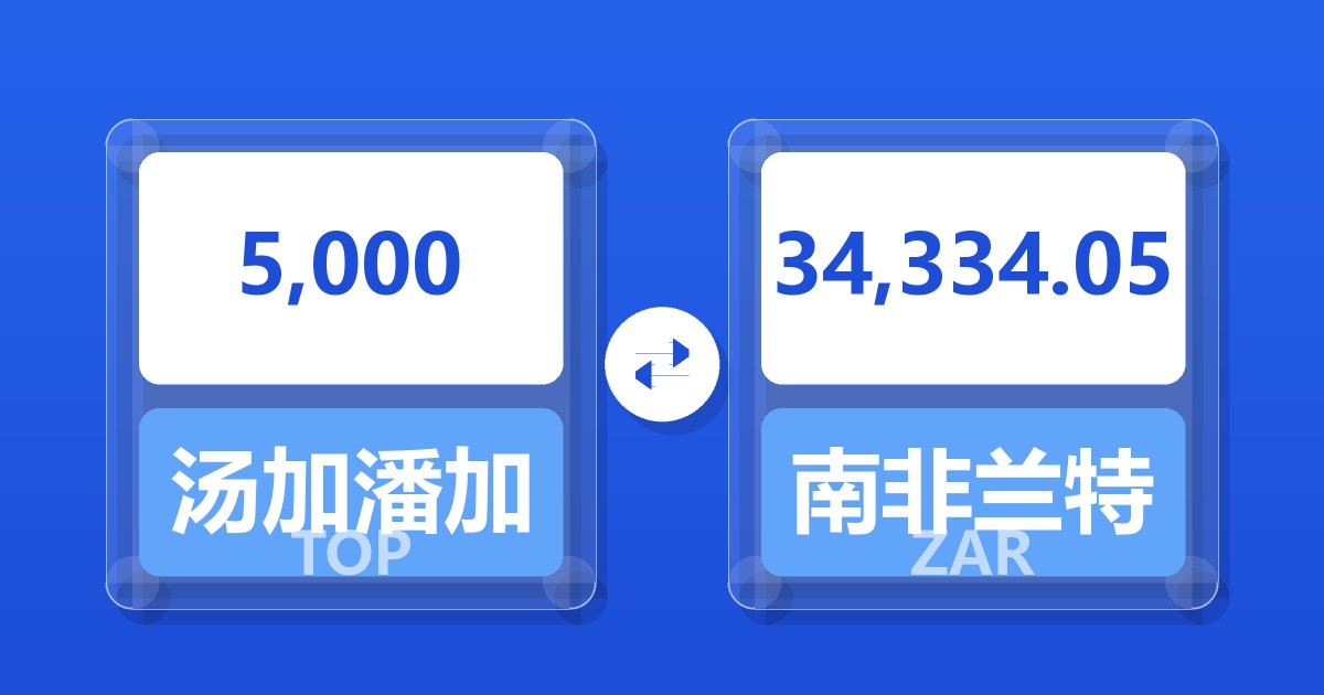 5,000汤加潘加兑南非兰特