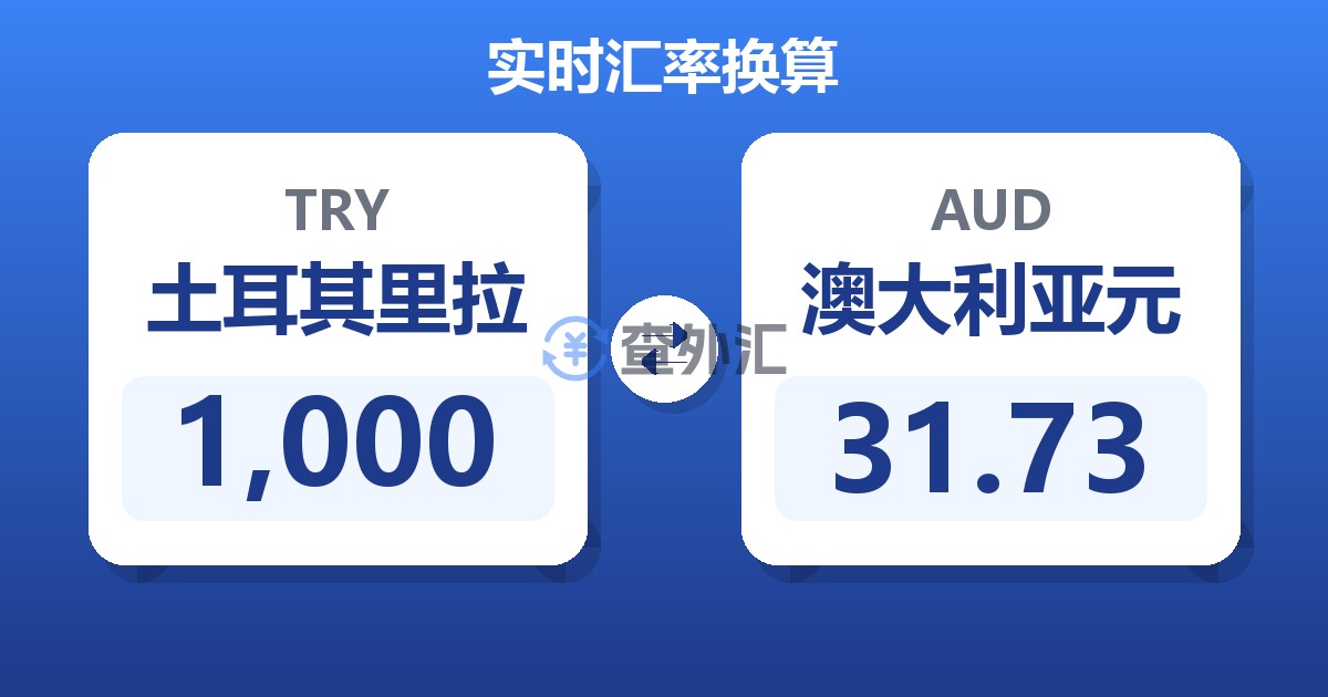 1,000土耳其里拉兑澳大利亚元