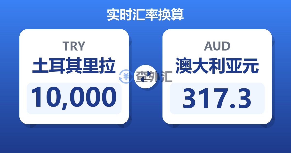 10,000土耳其里拉兑澳大利亚元