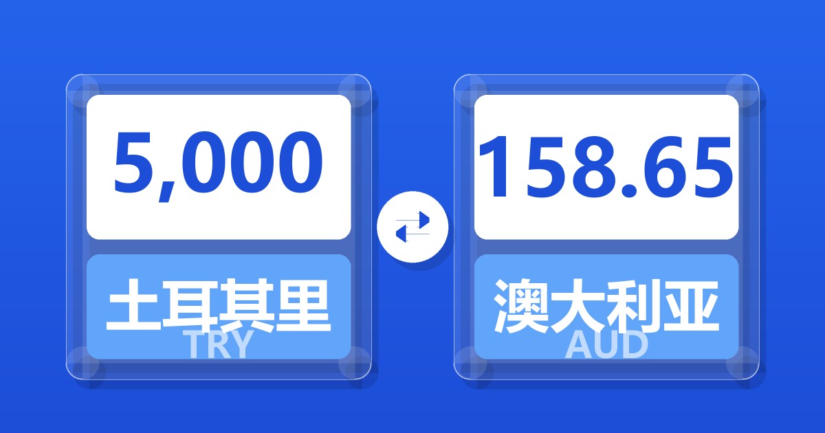 5,000土耳其里拉兑澳大利亚元