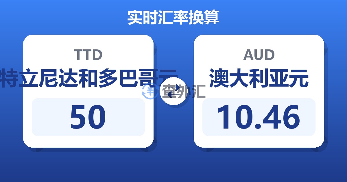 50特立尼达和多巴哥元兑澳大利亚元