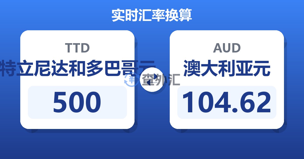 500特立尼达和多巴哥元兑澳大利亚元