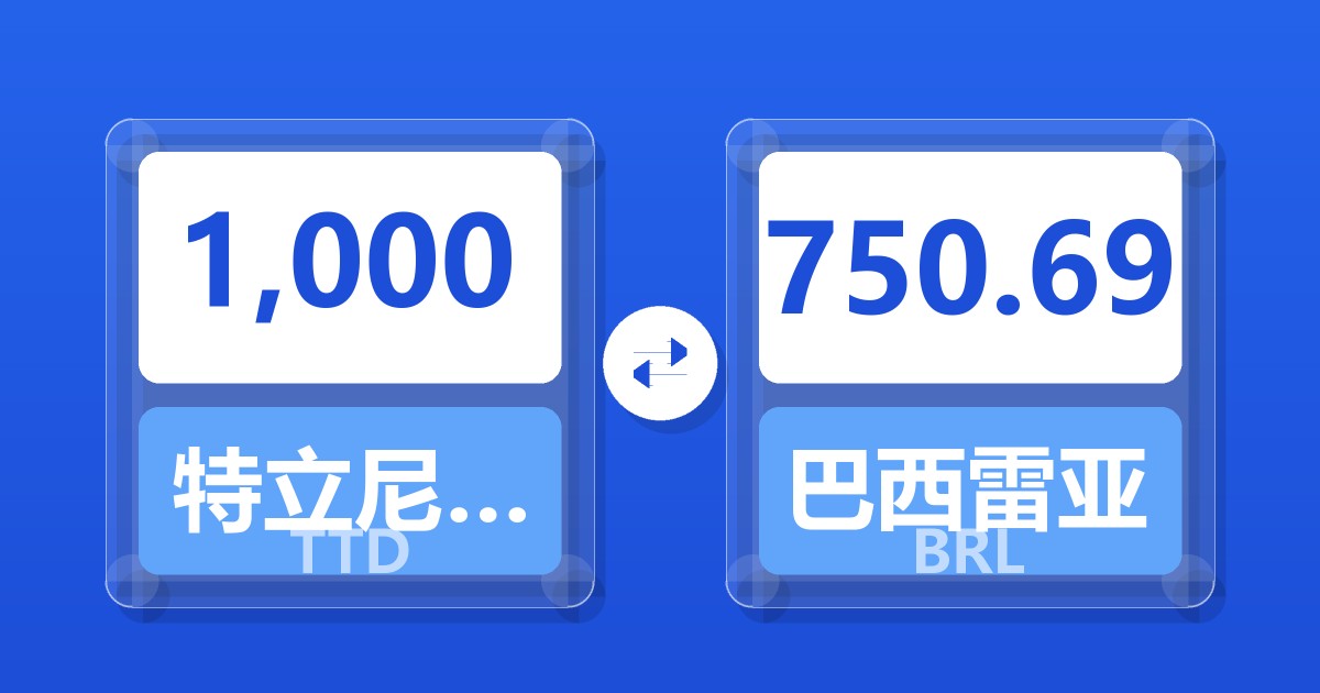 1,000特立尼达和多巴哥元兑巴西雷亚尔