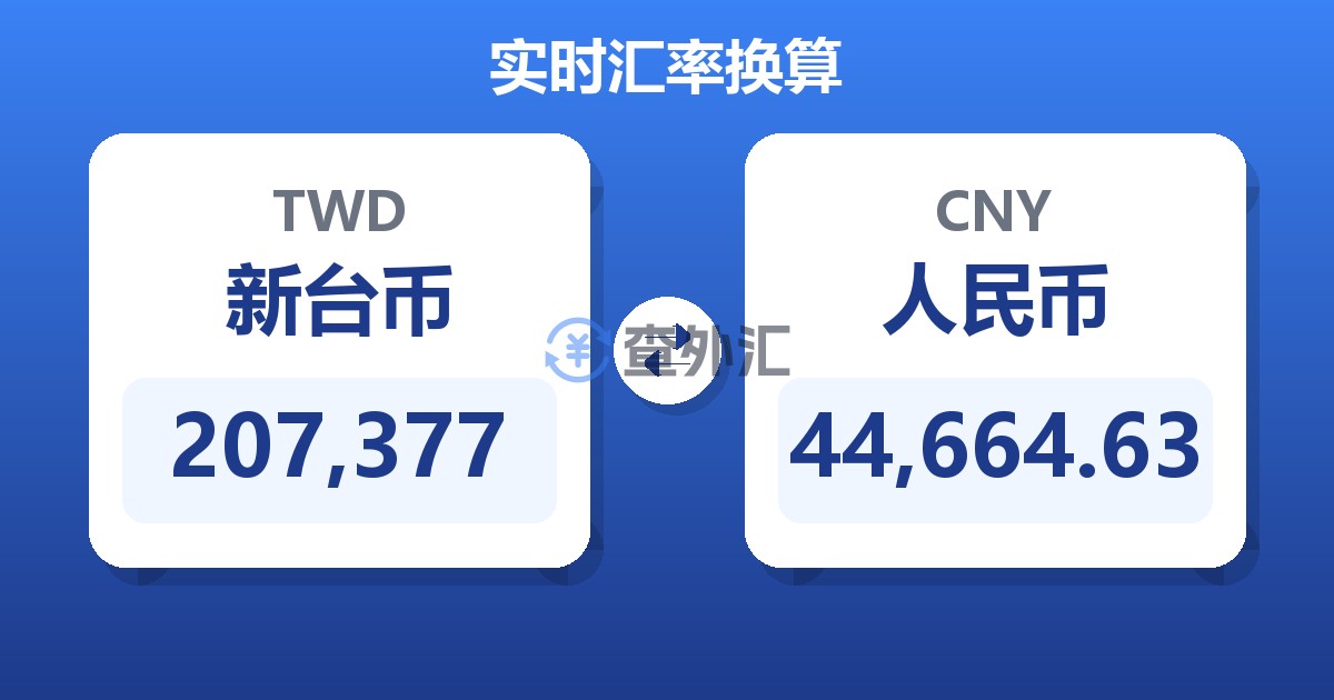 207,377新台币兑人民币