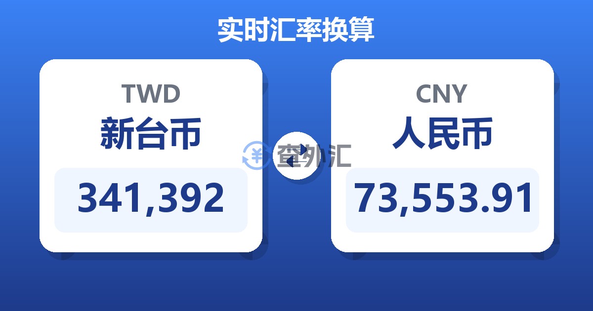 341,392新台币兑人民币