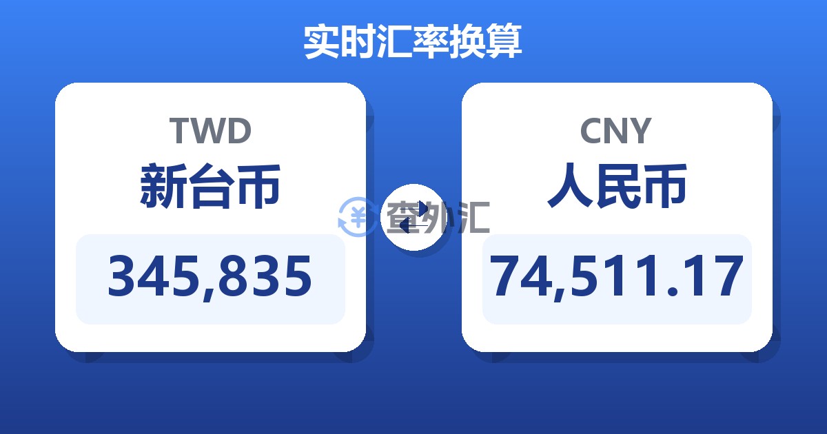 345,835新台币兑人民币