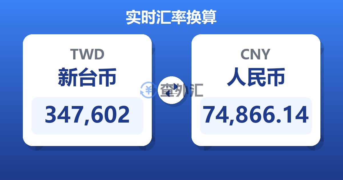 347,602新台币兑人民币