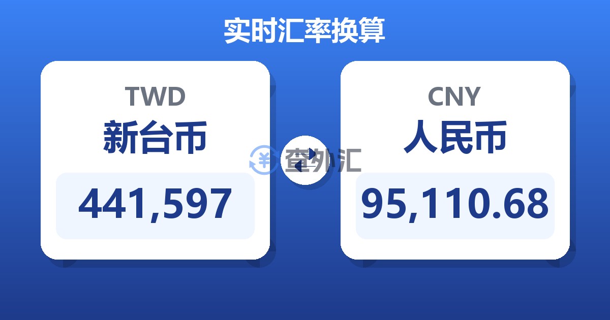 441,597新台币兑人民币