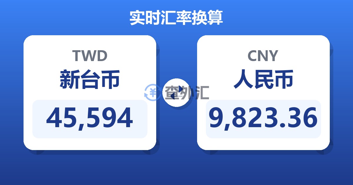 45,594新台币兑人民币