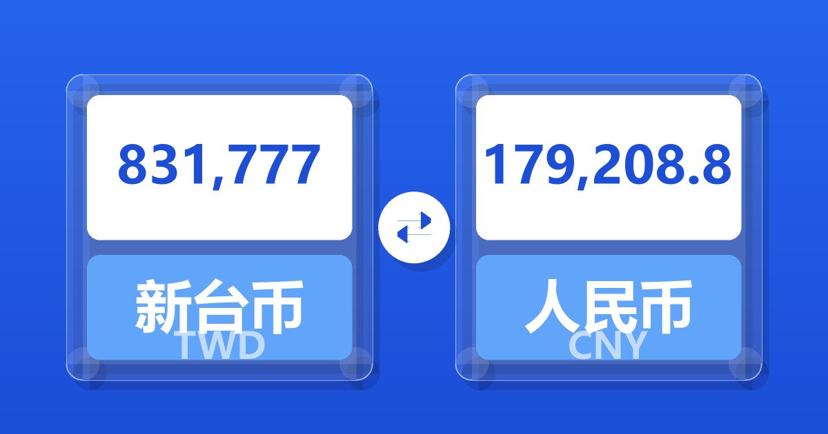 831,777新台币兑人民币