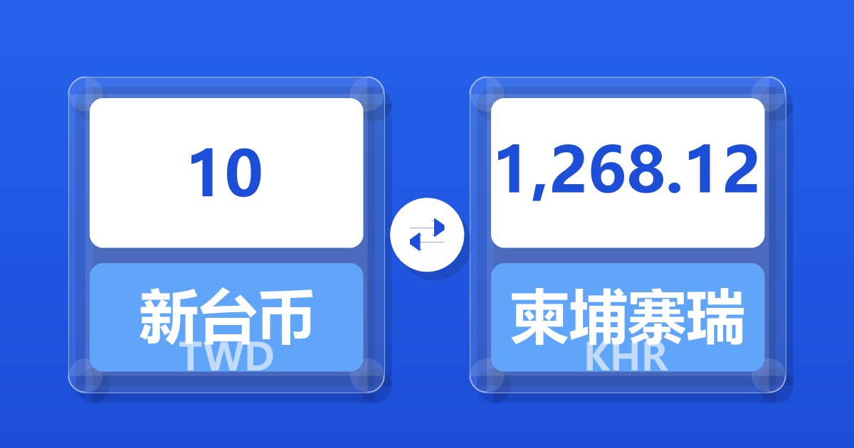 10新台币兑柬埔寨瑞尔