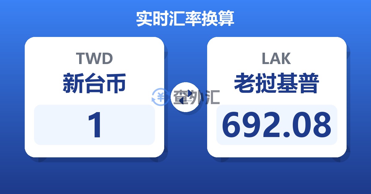 1新台币兑老挝基普