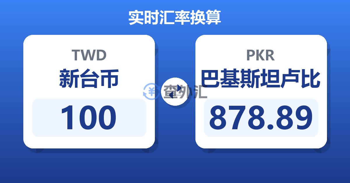 100新台币兑巴基斯坦卢比