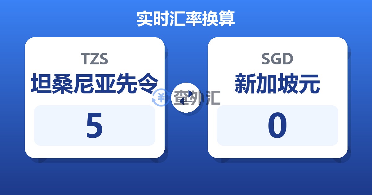5坦桑尼亚先令兑新加坡元