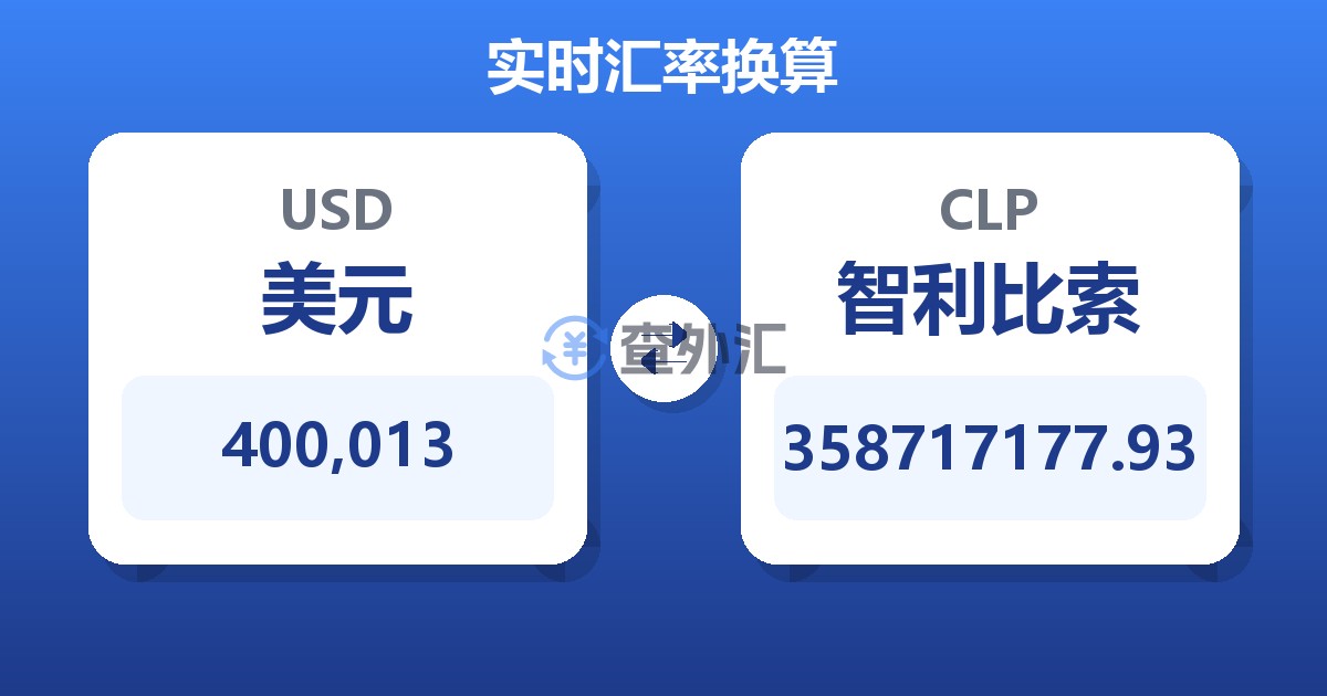400,013美元兑智利比索