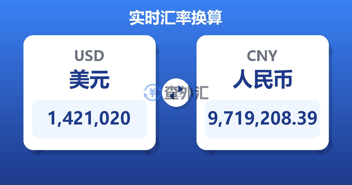 1,421,020美元兑人民币