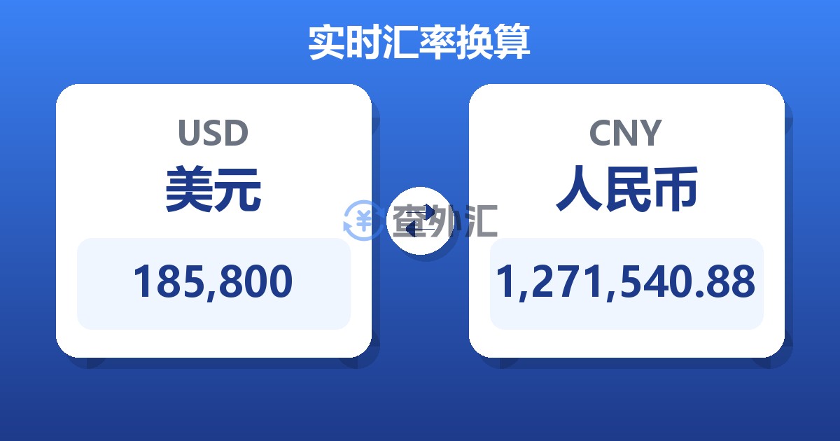 185,800美元兑人民币