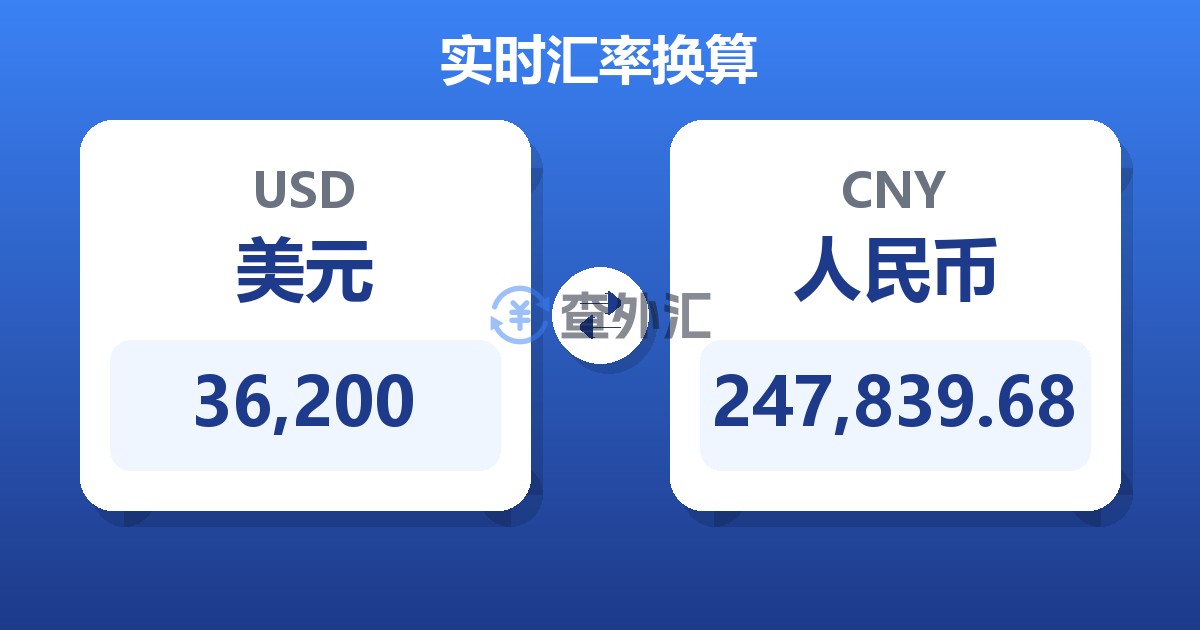 36,200美元兑人民币