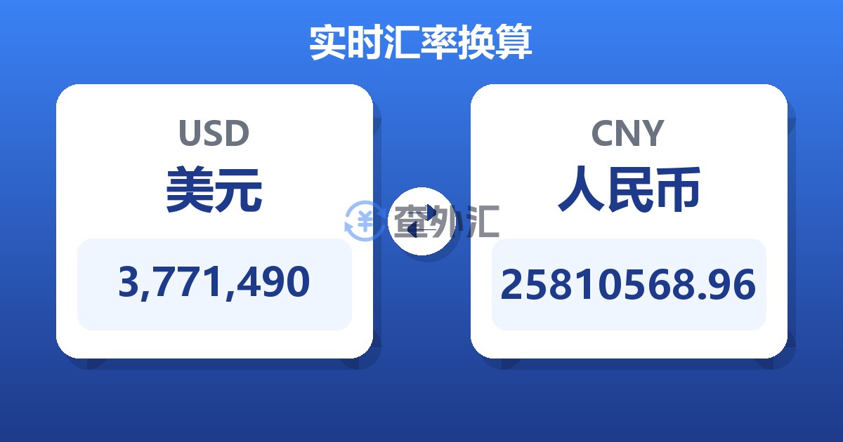 3,771,490美元兑人民币