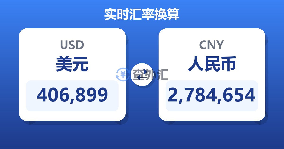 406,899美元兑人民币