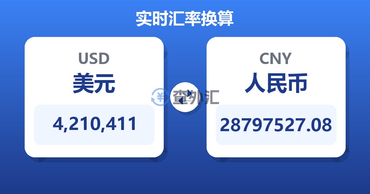 4,210,411美元兑人民币