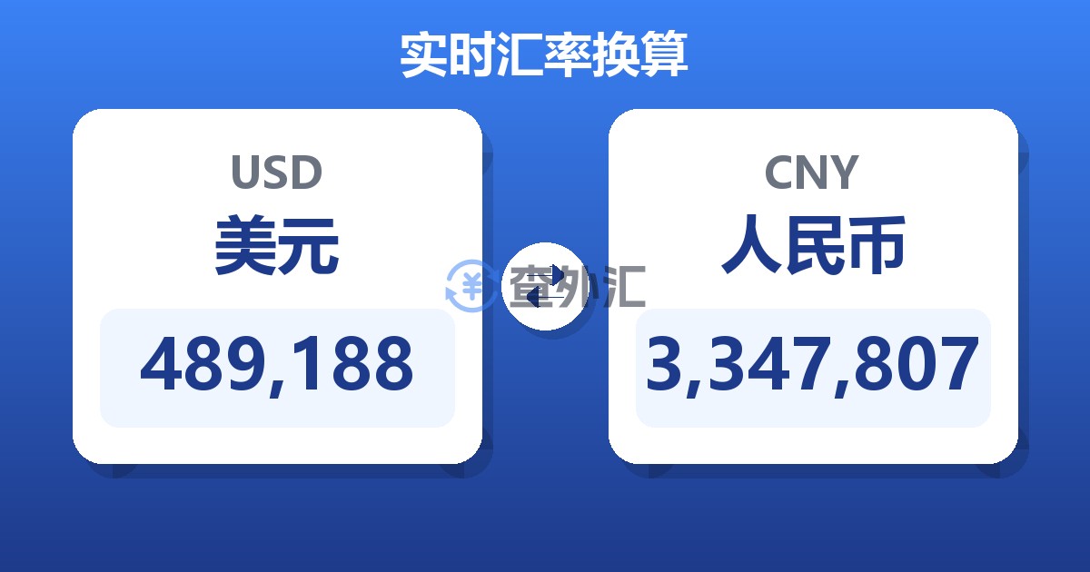489,188美元兑人民币