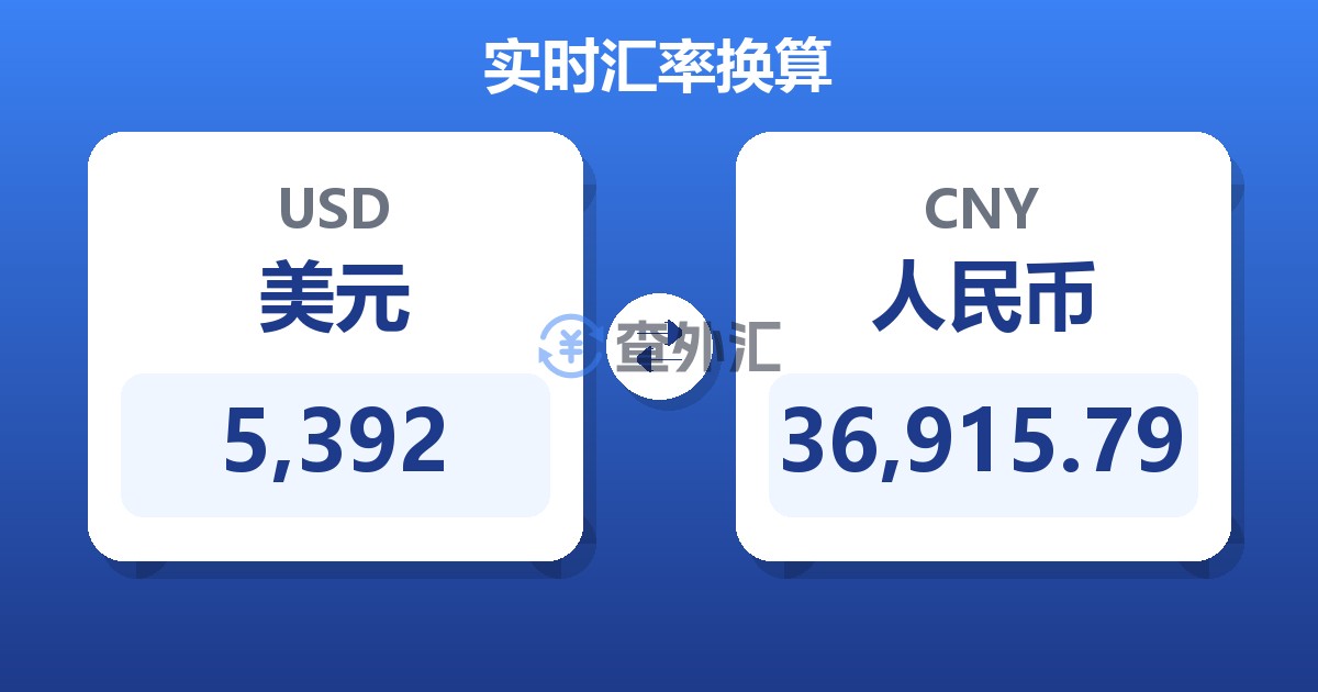5,392美元兑人民币
