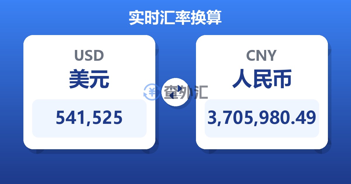 541,525美元兑人民币
