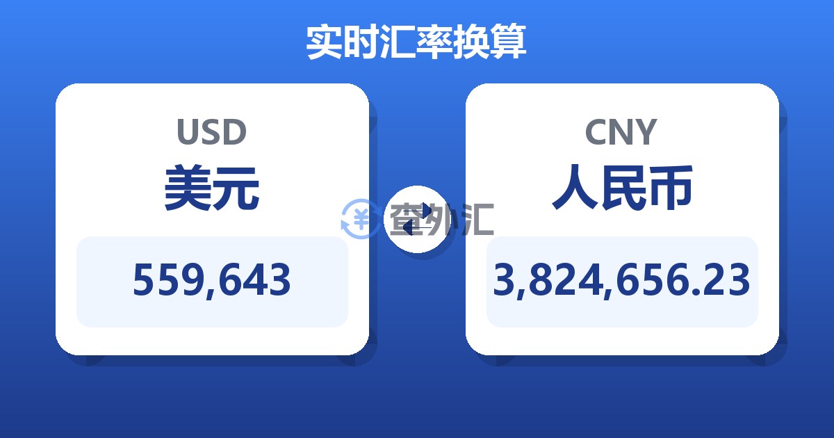 559,643美元兑人民币