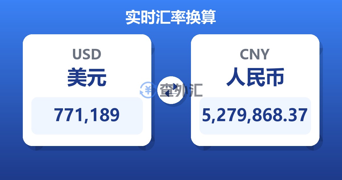 771,189美元兑人民币