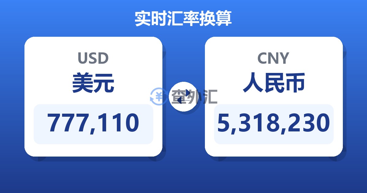 777,110美元兑人民币