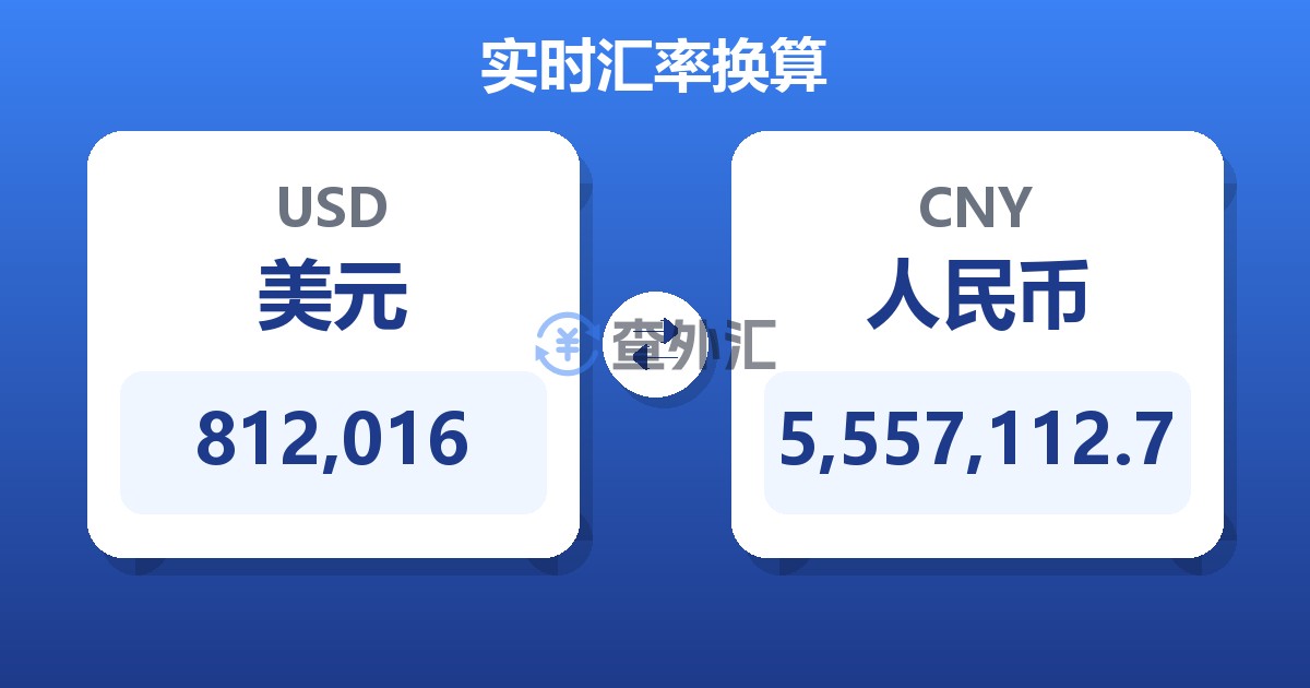 812,016美元兑人民币
