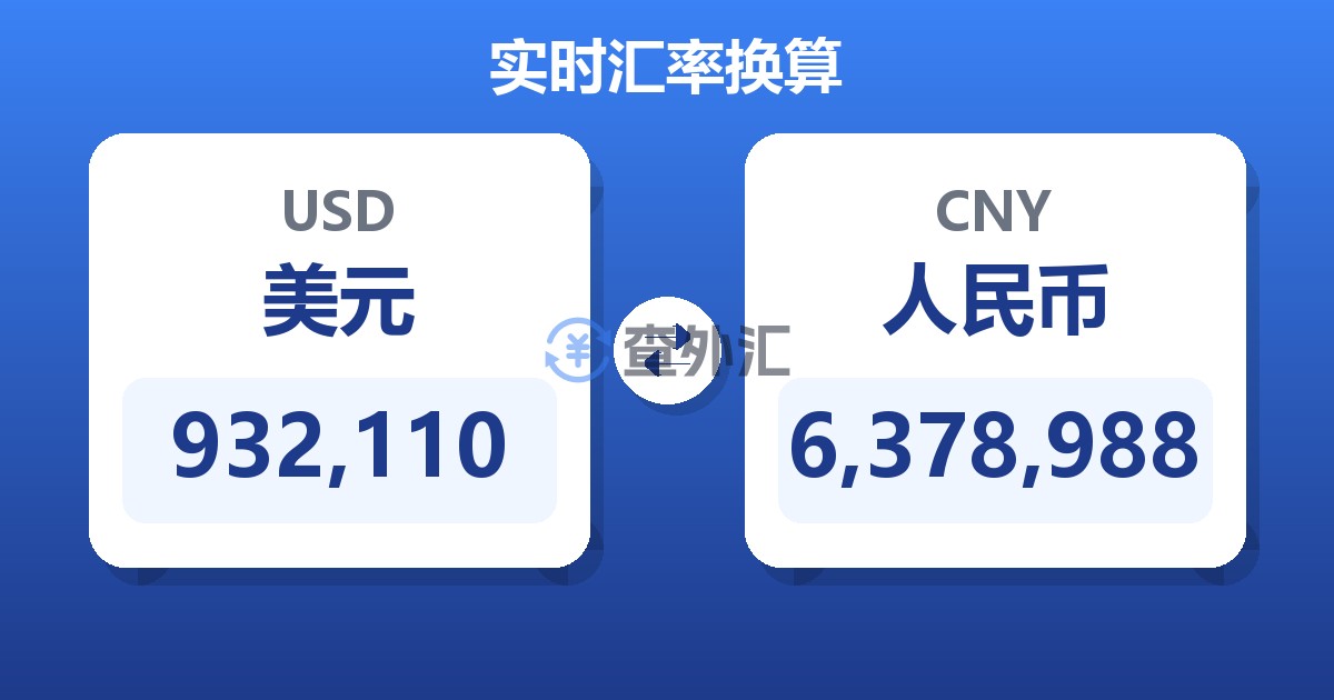 932,110美元兑人民币