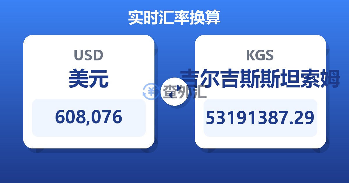 608,076美元兑吉尔吉斯斯坦索姆