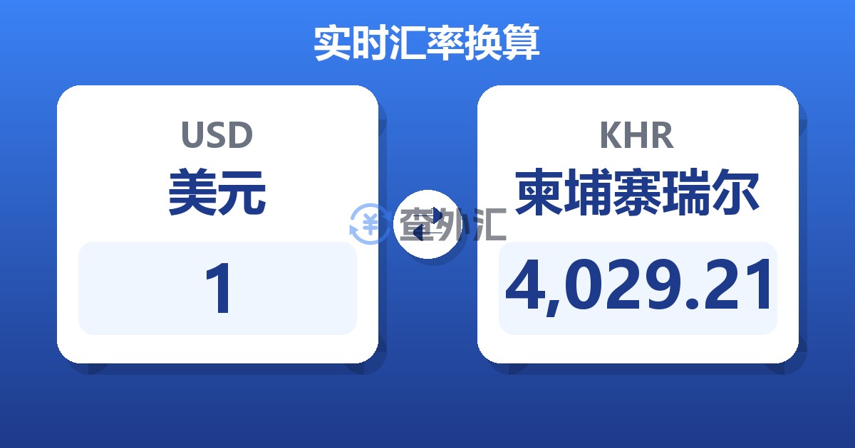 1美元兑柬埔寨瑞尔