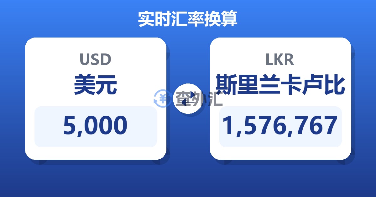 5,000美元兑斯里兰卡卢比