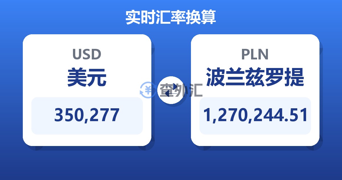 350,277美元兑波兰兹罗提
