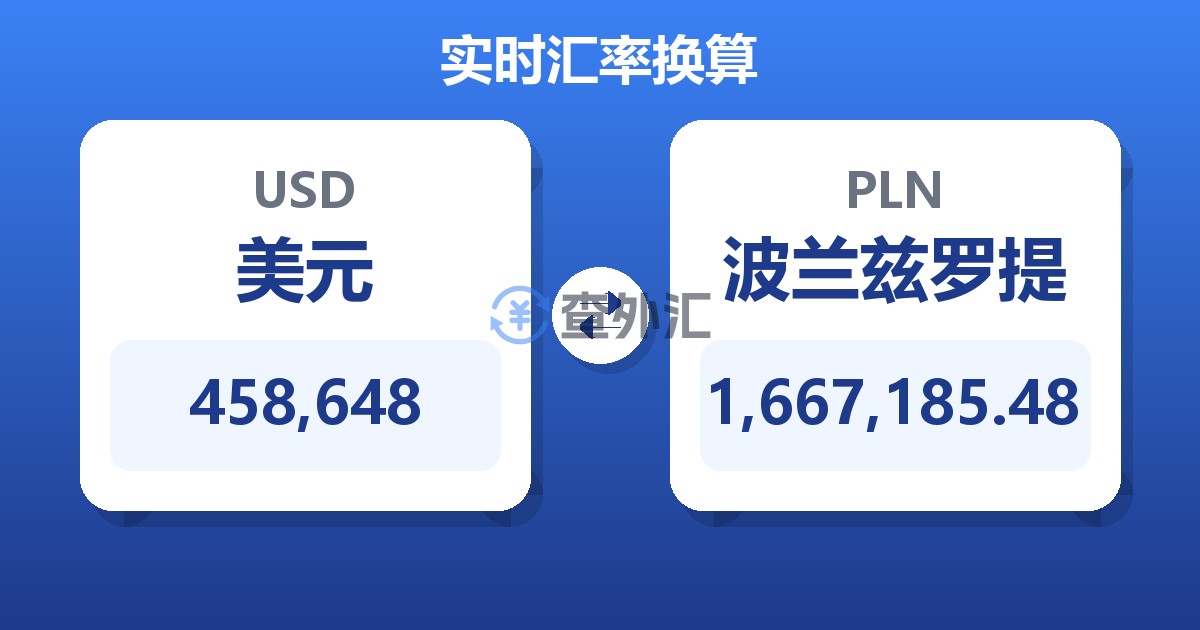 458,648美元兑波兰兹罗提