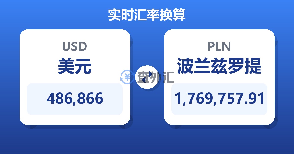 486,866美元兑波兰兹罗提