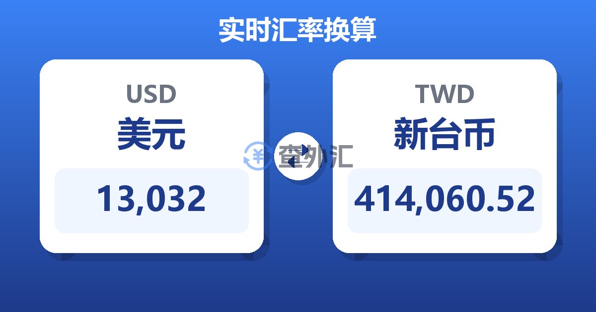 13,032美元兑新台币