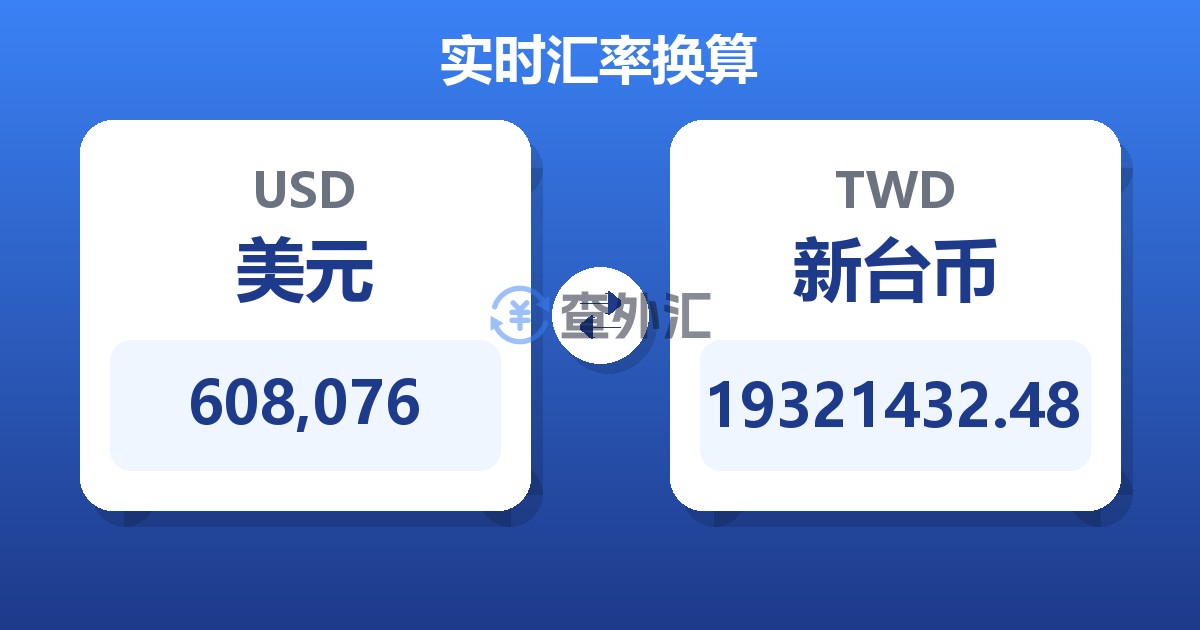 608,076美元兑新台币
